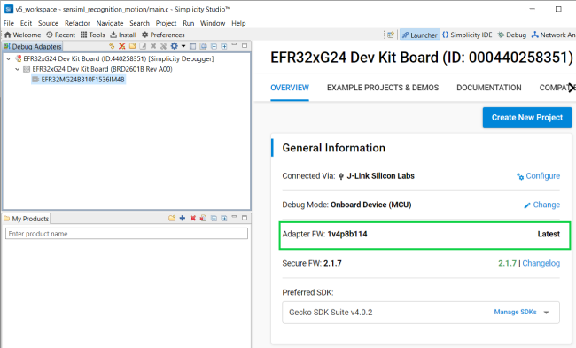 xG24 Dev Kit adapter firmware update