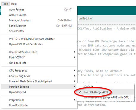 Arduino IDE Partition Scheme