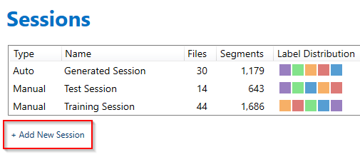 SensiML Data Studio User Interface Add New Session