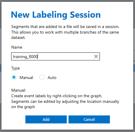 SensiML DCL User Interface New Labeling Session