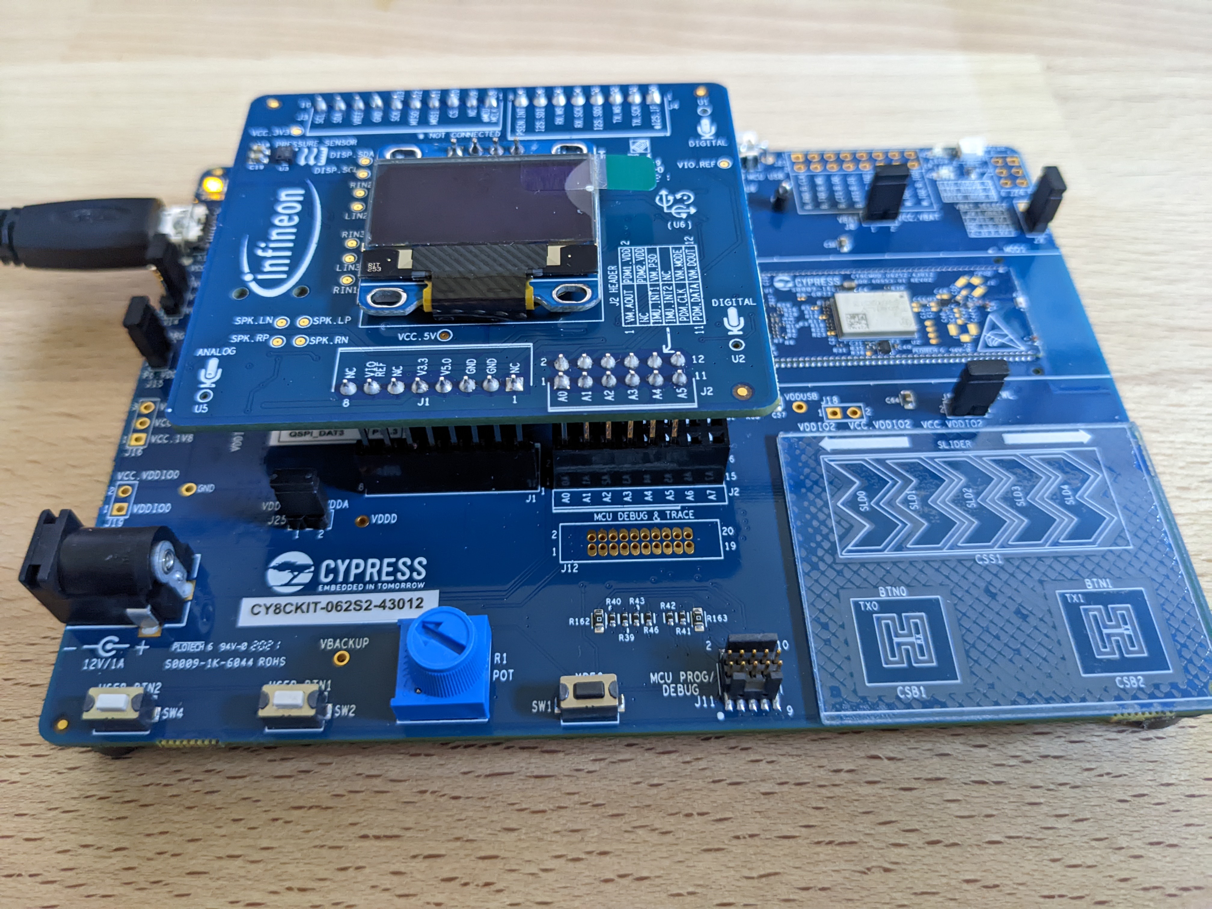 PSoC 62S2 Wi-Fi BT Pioneer Kit (CY8CKIT-062S2-43012) and IoT sense expansion kit (CY8CKIT-028-SENSE)