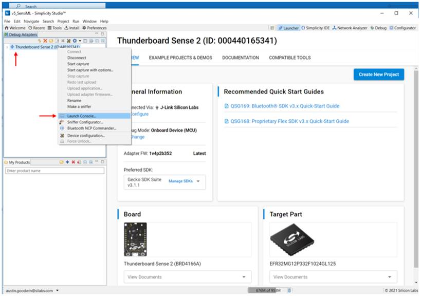 Thunderboard Sense 2 adapter console