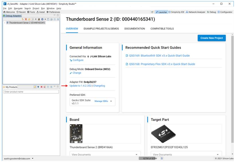 Thunderboard Sense 2 adapter firmware update