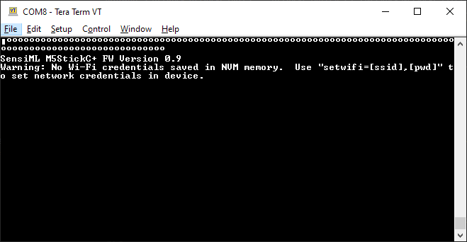 SensiML M5StickC PLUS Reference Firmware Setup Screen