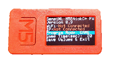 SensiML M5StickC PLUS Reference Firmware Setup Screen